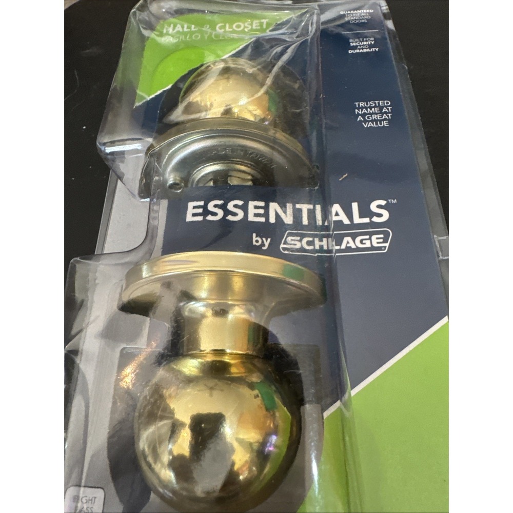 Schlage Brass Door‎ Knob Hall Closet Polished Brass